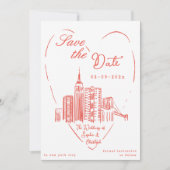 ニューヨークシティーNYCウエディングの「Save the Date」カード 招待状 (正面)