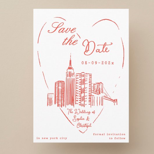 ニューヨークシティーNYCウエディングの「Save the Date」カード 招待状