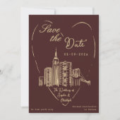 ニューヨークシティーNYCウエディングカードのSave the Date 招待状 (正面)