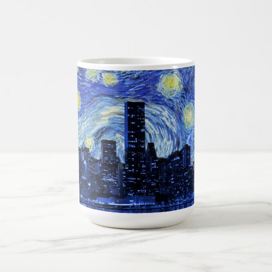ニューヨークシティ上の星明かりの夜 コーヒーマグカップ (中央)