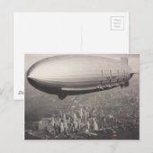 ニューヨークシティ上空のツェッペリン ポストカード (正面/裏面)