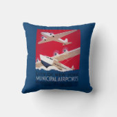 ニューヨークシティ市空港ヴィンテージポスター クッション (裏面)