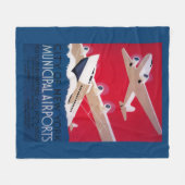 ニューヨークシティ市空港ヴィンテージポスター フリースブランケット (正面(横))