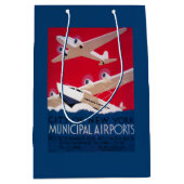 ニューヨークシティ市空港ヴィンテージポスター ミディアムペーパーバッグ (正面)