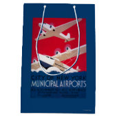 ニューヨークシティ市空港ヴィンテージポスター ミディアムペーパーバッグ (裏面)