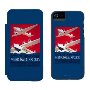 ニューヨークシティ市空港ヴィンテージポスター iPhone SE/5/5sウォレットケース