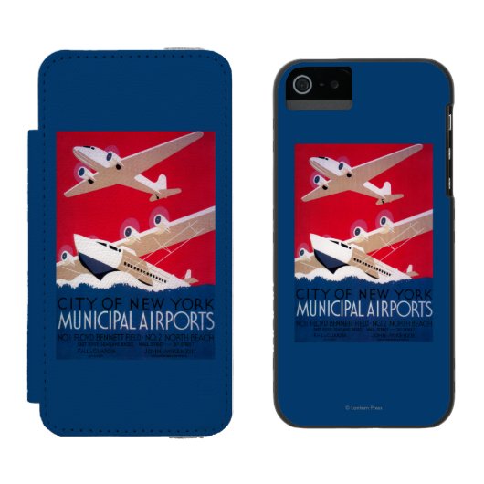 ニューヨークシティ市空港ヴィンテージポスター INCIPIO iPhoneウォレットケース (並び)