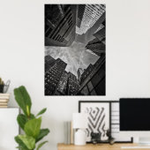 ニューヨークシティ建物ズブラックアンドホワイト ポスター (ホームオフィス)
