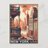 ニューヨークシティ建物ヴィンテージバルコニービュー ポストカード (正面)