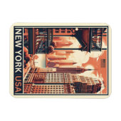 ニューヨークシティ建物ヴィンテージバルコニービュー マグネット (横)