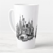 ニューヨークシティ建物建築アート カフェラテマグ (左アングル)