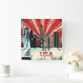 ニューヨークシティ米国のヴィンテージのグランジな時計 スクエア壁時計 (ホーム)