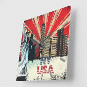 ニューヨークシティ米国のヴィンテージのグランジな時計 スクエア壁時計 (傾斜)