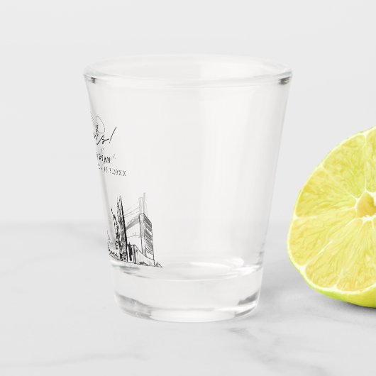 ニューヨークシティ結婚式の引き出物パーソナライズされた応援 ショットグラス (右)