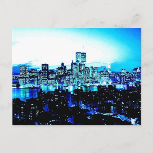 ニューヨークシティ超高層ビルズアットナイト ポストカード (正面)