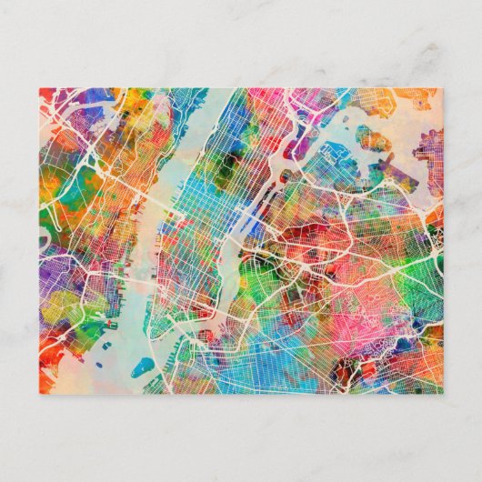 ニューヨークシティ通りの地図 ポストカード (正面)