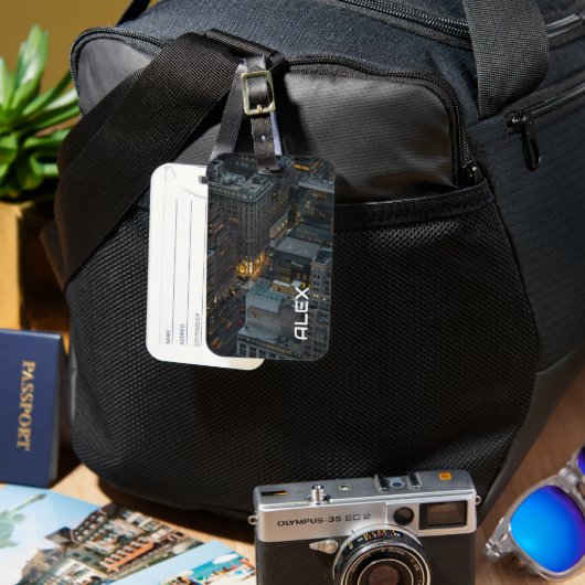 ニューヨークシティ通りアットナイトアーバンライト ラゲッジタグ (正面&裏面)