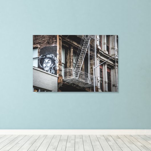 ニューヨークシティ通りグラフィティ写真 キャンバスプリント (インサイチュ (ウッドフロア))