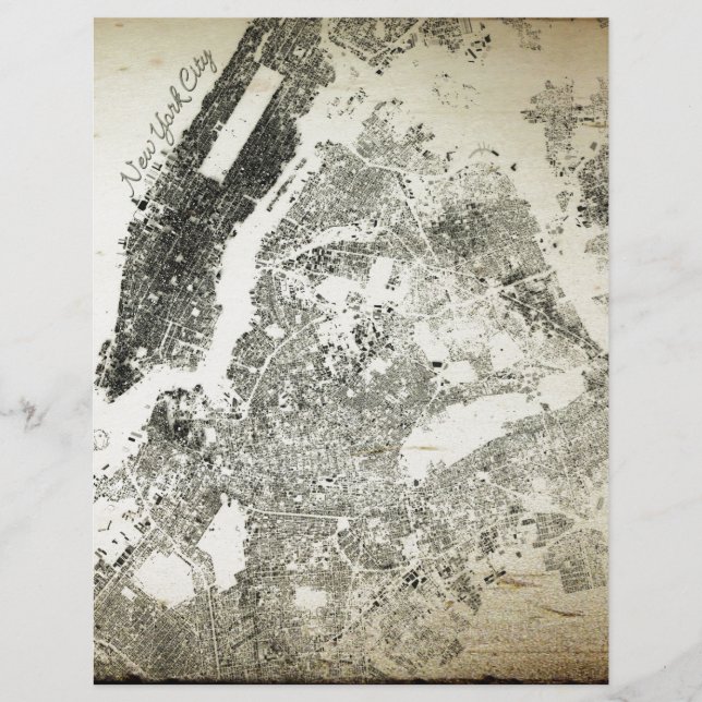 ニューヨークシティ通り建物ヴィンテージマップ (正面)