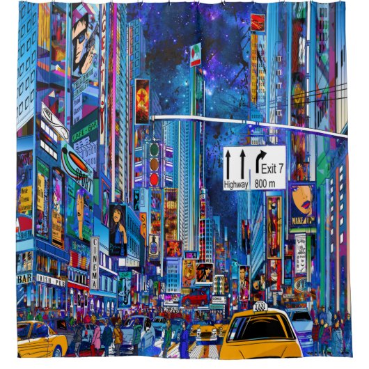 ニューヨークシティ通り シャワーカーテン (正面)