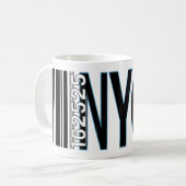 ニューヨークシティ1625バーコードデザイン コーヒーマグカップ (正面左)