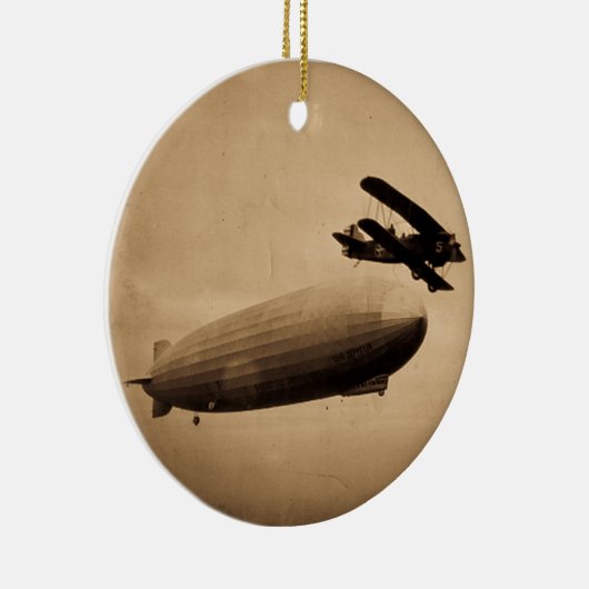 ニューヨークシティ1928年に近づくツェッペリン伯号 セラミックオーナメント (右)