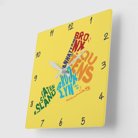 ニューヨークシティ5ボロウスカリグラムの地図 スクエア壁時計 (傾斜)