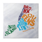 ニューヨークシティ5 Borougsワードアートマップ タイル (正面)