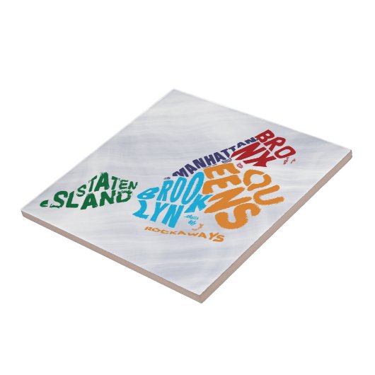 ニューヨークシティ5 Borougsワードアートマップ タイル (側面)