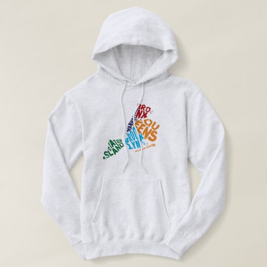 ニューヨークシティ5 Borougsワードアートマップ パーカ (デザイン正面)