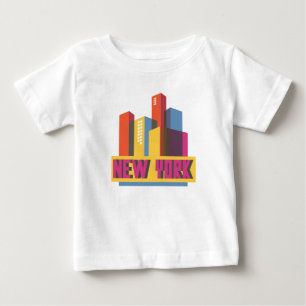 ニューヨークシティ のネオンスカイライン ベビーTシャツ