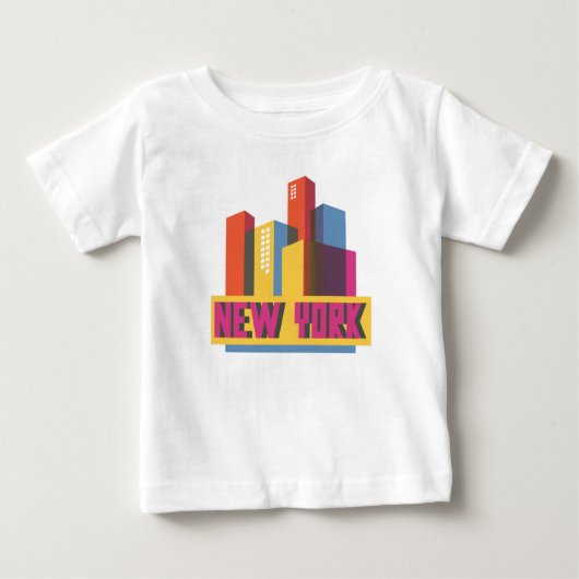 ニューヨークシティ|のネオンスカイライン ベビーTシャツ (正面)