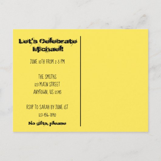 ニューヨークシティ イエロー タクシー キャブ NYC パーティー ご招待 インビテーションポストカード (裏面)