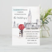 ニューヨークシティ ウォーターカラー デスティネーション モダン ウェディング 招待状 (スタンド正面)