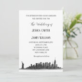 ニューヨークシティ ウォーターカラー デスティネーション モダン ウェディング 招待状 (スタンド正面)