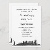 ニューヨークシティ ウォーターカラー デスティネーション モダン ウェディング 招待状 (正面/裏面)