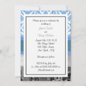 ニューヨークシティ スカイライン ブラックアンドホワイト ダマスク ウェディング 招待状 ヴィ (裏面)