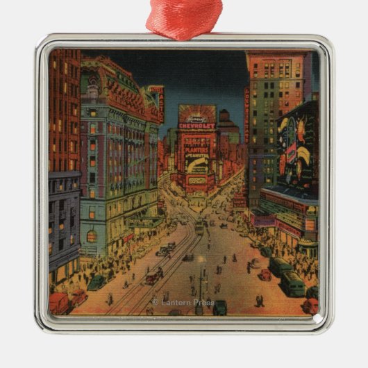 ニューヨークシティ、タイムズ・スクエアのNYNightの眺め メタルオーナメント (正面)