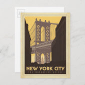 ニューヨークシティ |マンハッタンブリッジ ポストカード (正面/裏面)