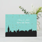 ニューヨークシティ ワイド シルエット DIY バックグラウンド カラー セーブ・ザ・デート ツアー 招待状 (スタンド正面)