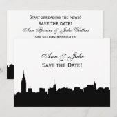 ニューヨークシティ ワイド シルエット DIY バックグラウンド カラー セーブ・ザ・デート ホワイ (正面/裏面)