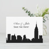 ニューヨークシティ ワイド シルエット DIY バックグラウンド カラー セーブ・ザ・デート ホワイ 招待状 (スタンド正面)