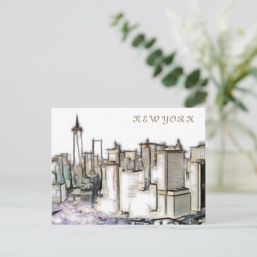 ニューヨークシティ ヴィンテージ ストーン アート ポストカード (スタンド正面)