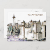 ニューヨークシティ ヴィンテージ ストーン アート ポストカード (正面/裏面)