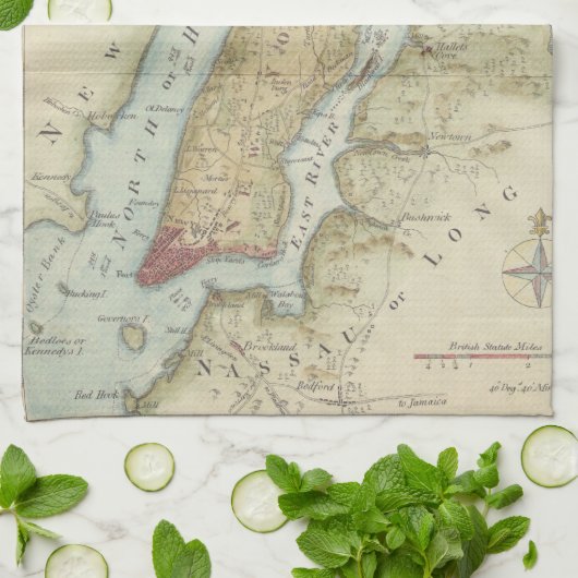 ニューヨークシティ(1869年)のヴィンテージの地図 キッチンタオル (折り畳み)