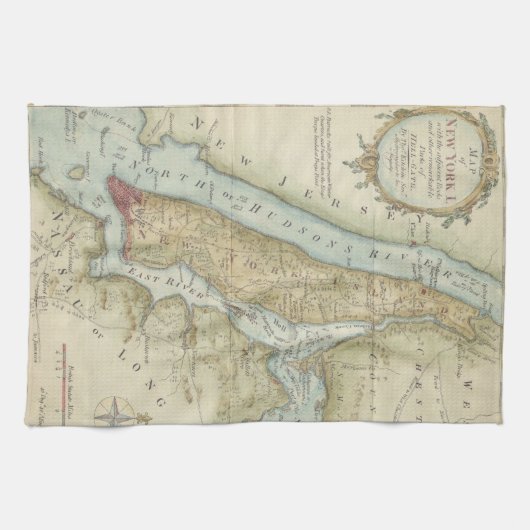 ニューヨークシティ(1869年)のヴィンテージの地図 キッチンタオル (横)
