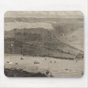 ニューヨークシティ(1876年)のヴィンテージの絵解き地図 マウスパッド