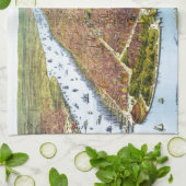 ニューヨークシティ(1879年)のヴィンテージの絵解き地図 キッチンタオル (折り畳み)