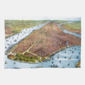 ニューヨークシティ(1879年)のヴィンテージの絵解き地図 キッチンタオル (横)