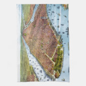 ニューヨークシティ(1879年)のヴィンテージの絵解き地図 キッチンタオル (縦)